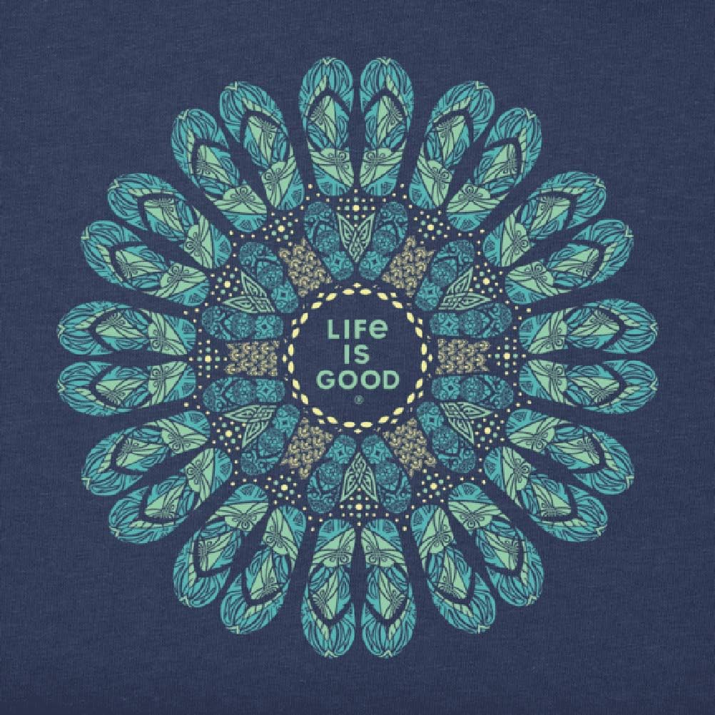 Life is Good Women's Crusher Graphic V-Neck T-Shirt Flip Flop Mandala : Clothing, Shoes & Jewelry