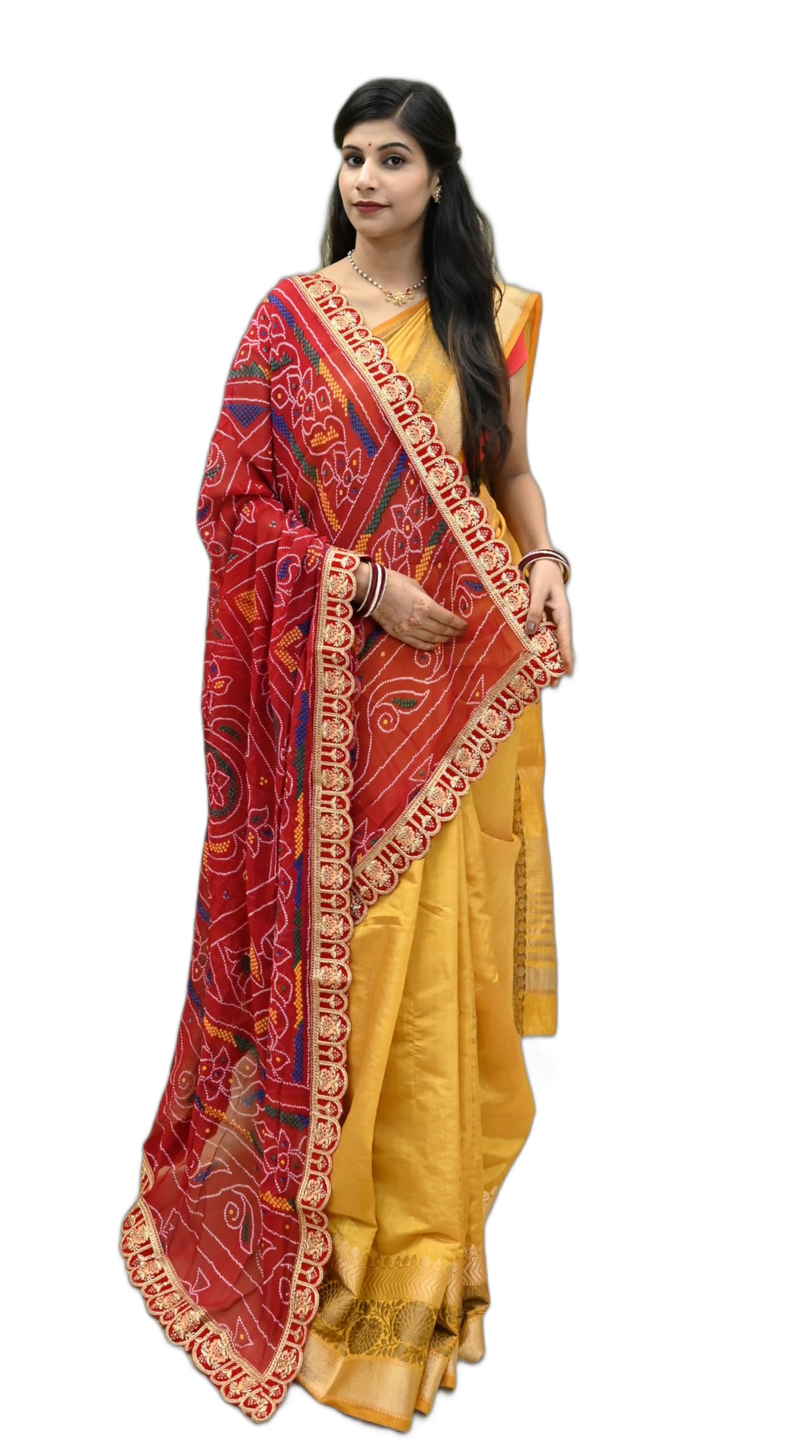 RANISATIYABeautifull Rajasthani Marwari Pure Georget Bandhani Odhna