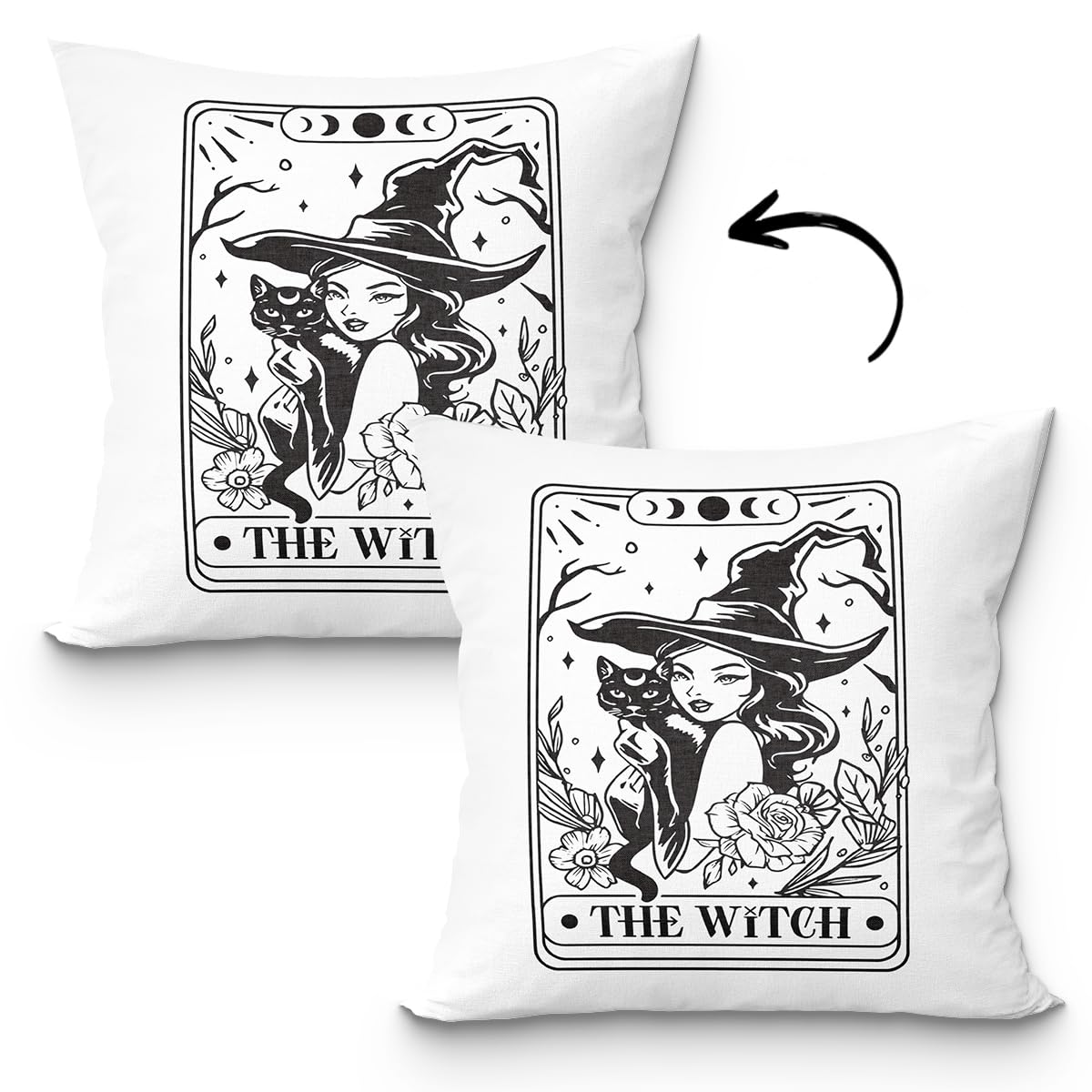 uinwk Witchy Pillow Covers 18x18 Aesthetic Decor Witch Gifts Tarot Card Gothic Halloween Decor
