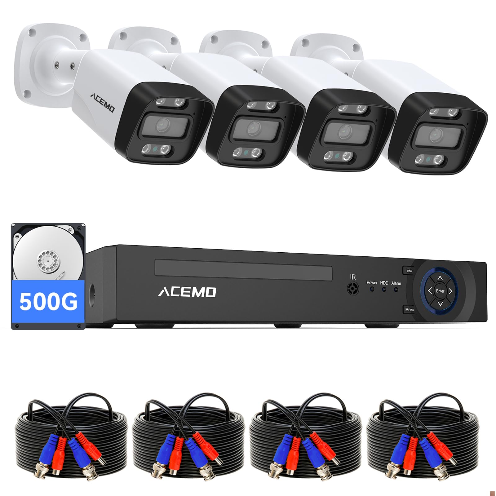 ACEMO NVR 4チャンネル監視カメラセット Amazon.co.jp: 【金属外殻・5年保証】ACEMO 防犯カメラ 屋外 有線 4台