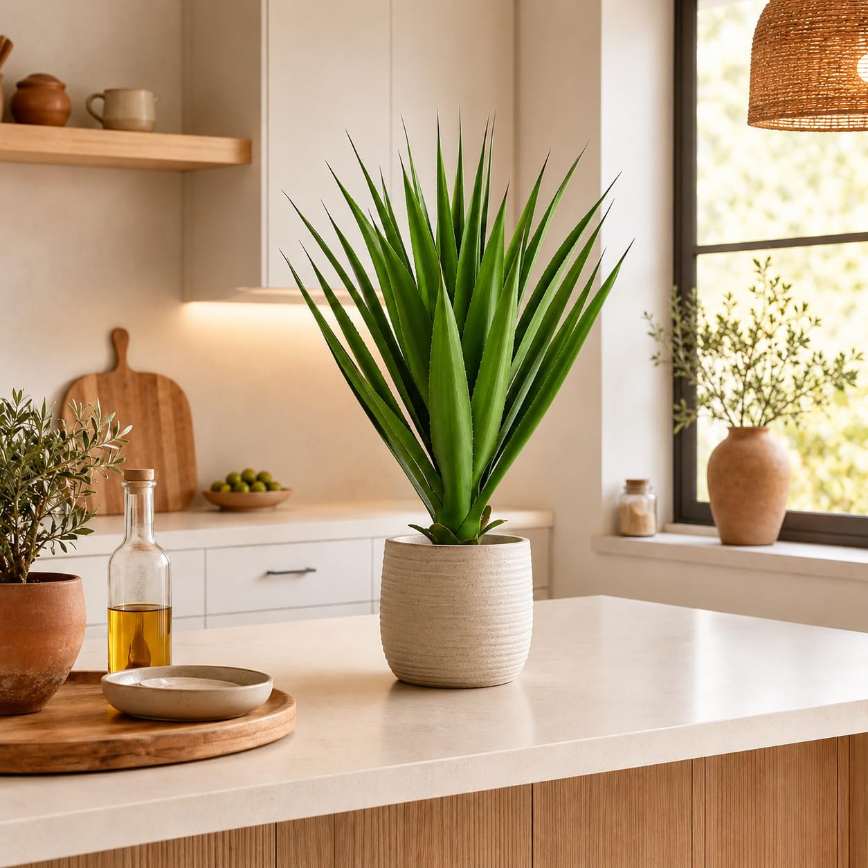 PASCH® Agave (75cm) - Kunstpflanzen groß | Künstliche Pflanzen wie echt | Kunstpalme | Künstliche Pflanzen groß | Künstliche Palmen | Artificial Plants | Große Kunstpflanzen im Topf | Fake Plant