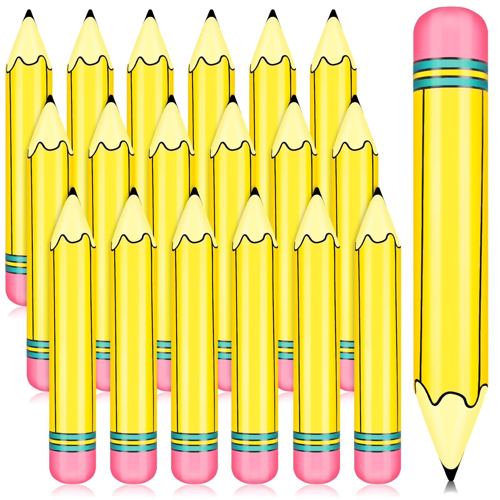 18 Pcs 27 Inch Giant Large Inflatable Pencil Back to School Graduation Decor Hanging Inflatable Pencil Classroom Decoration for Back to School
