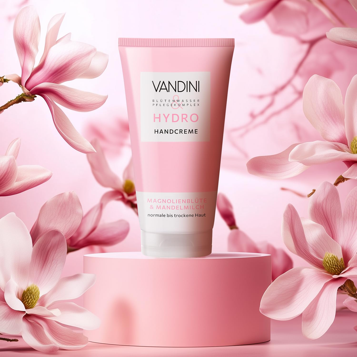 VANDINI HYDRO - 6 creme per le mani da donna, 75 ml, con fiori di magnolia e latte di mandorle, crema nutriente per le mani per pelli normali e secche, vegana, senza parabeni e siliconi, Made in