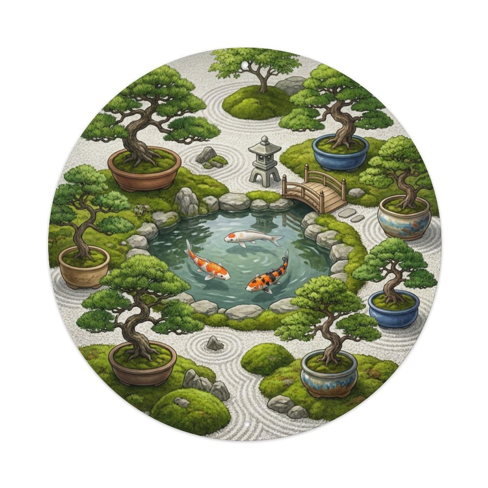 Galvaxio Style Japanese Koi Fish Bonsai Garden Miniature World Metal Tin Sign