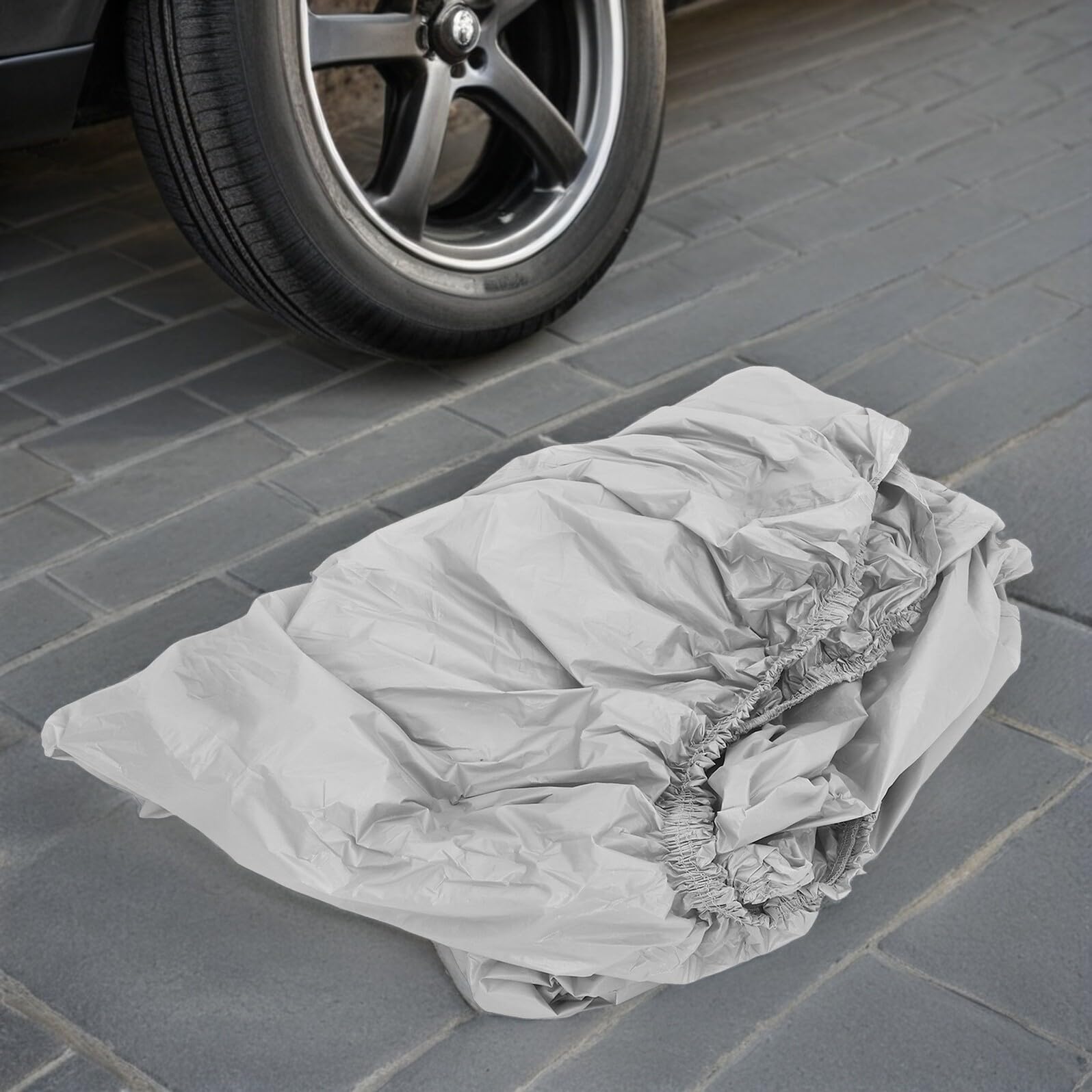 Copertura Auto in Peva per Vacanze Estive, Protezione Sole e Umidità per Esterno, Copertura Auto Argento Taglia M