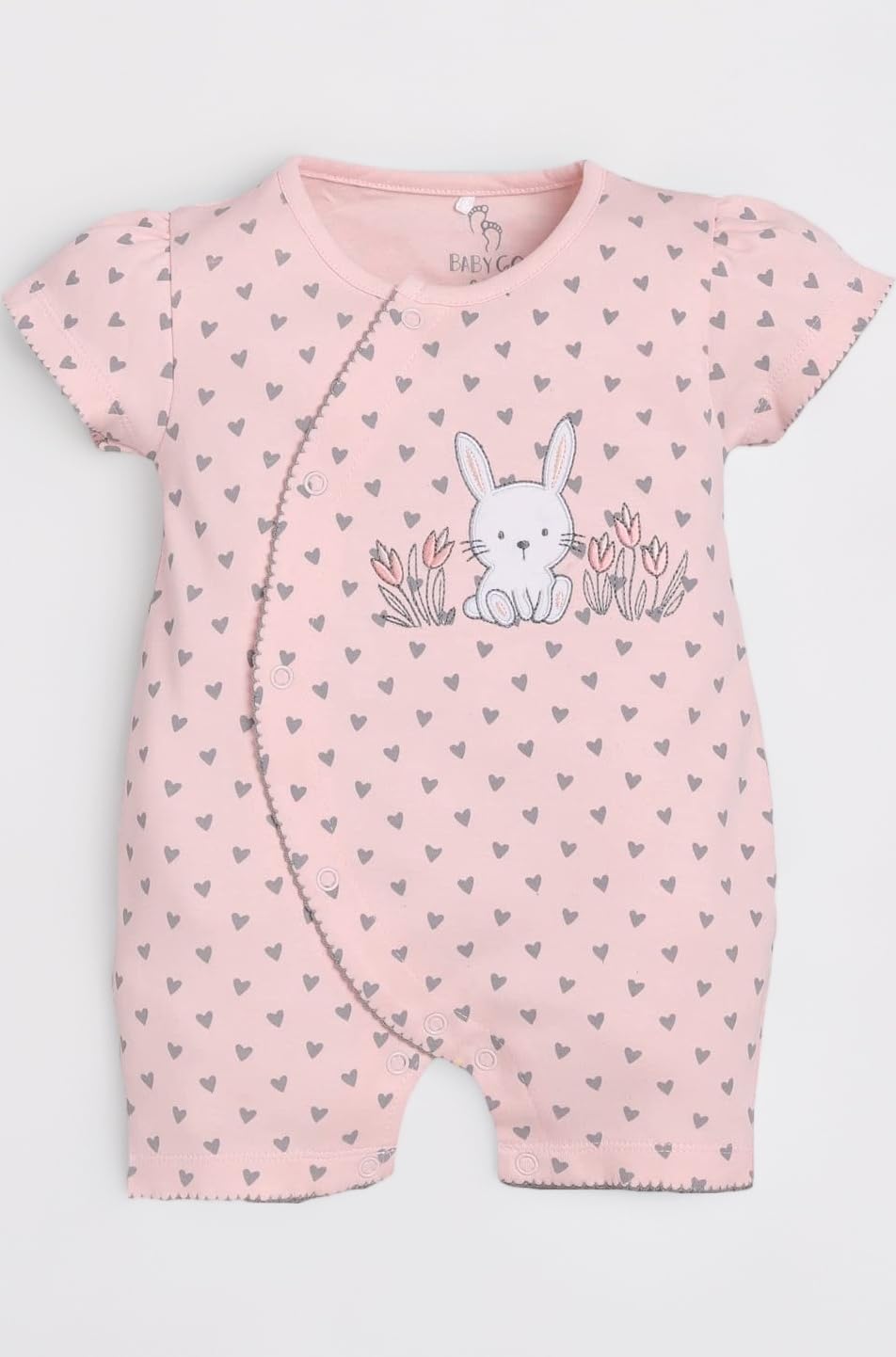 Baby Girls Cotton Romper | Short Sleeve Newborn Onesie Jumpsuit | Soft Breathable Infant Summer Outfit | Cute Printed Snap Button Closure Playsuit | One Piece Dress for Baby