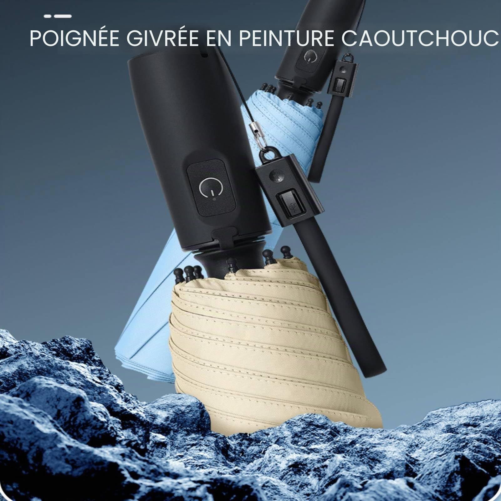 Parapluie brumisateur avec ventilateur et bouteille d'eau, portable 3 en 1 rechargeable par USB, parasol avec brume pour extérieur, plage, barbecue et festivals, blocage des UV