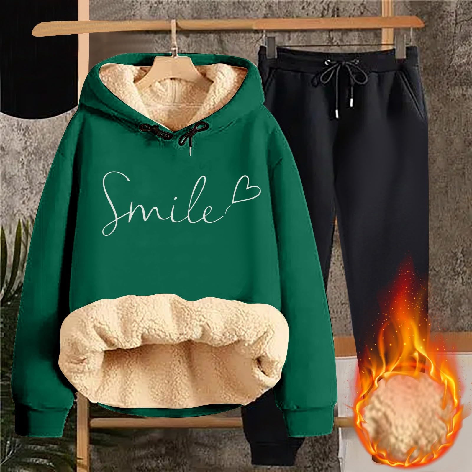 Survêtements Femme Jogging Survêtement Ensemble Chic Et Elegant en Laine pour Ample Sport Tenue Combinaison Polaire Loungewear Pantalon De Vêtements Maison Bas Large