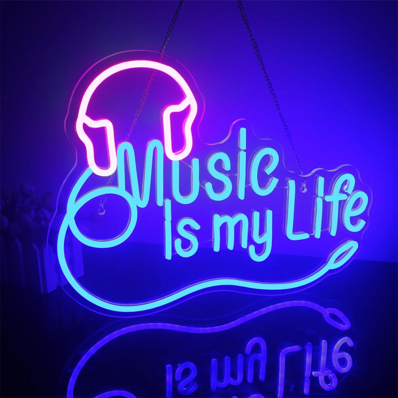 muzyka to moje życie neon led słuchawki neony znaki sypialnia pokój dziecięcy studio muzyczne klub impreza muzyczna muzyka na żywo nocny wystrój usb zasilany neonem