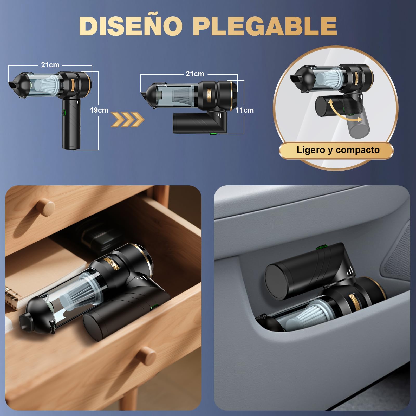 Handstaubsauger Akku 4-in-1,Auto Staubsauger Stark,25000PA HandstaubsaugerKabellos,3-Gang 220000 U/min Handstaubsauger Akku Testsieger für Auto,Küche,PC,Sofa,Büro,Haus& Tierhaar Reinigung