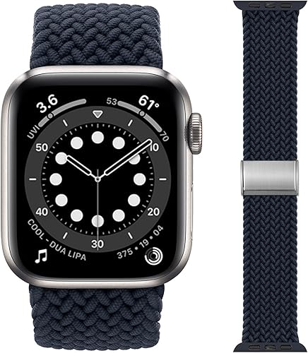 Correa elástica de nailon trenzada Solo Loop compatible con Apple Watch Band UltraSE87654321 para hombres y mujeres, correa deportiva suave