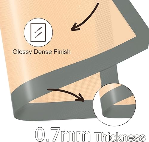 Miniatura 4 de Silicone Baking Mat, 3 Pack Reusable Baking Mat, Non-Stick, Food Safe Silicone Mats for Baking, Oven Baking Sheet for Making Cookies, Macaroons, Gris