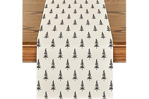 Artoid Mode Festive Christmas Tree Embroidered Quilted Table Runner for the Holidays