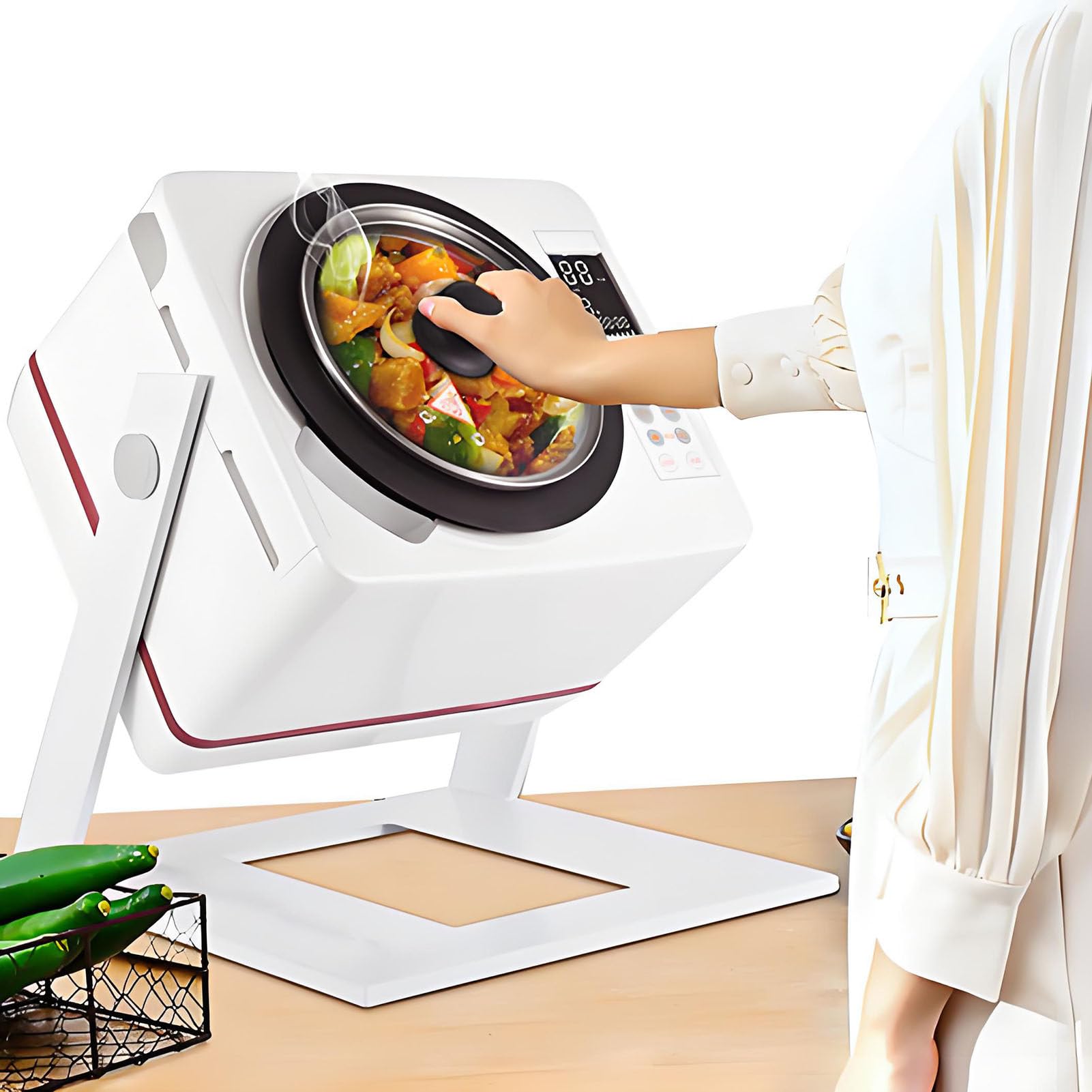 Robot de Cocina Multifuncion 6L,Temperatura 50-240°C,Inclinación 0°-135° para Servir,15-30 RPM,2500W Chef Automático con Inducción para Fritura/Estofado/Salteado,Cocina sin Esfuerzo