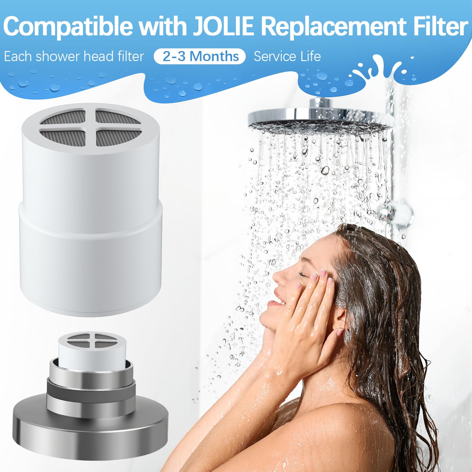 4 Pack Shower Head Filter Replacement Compatible with JOLIE Showerhead