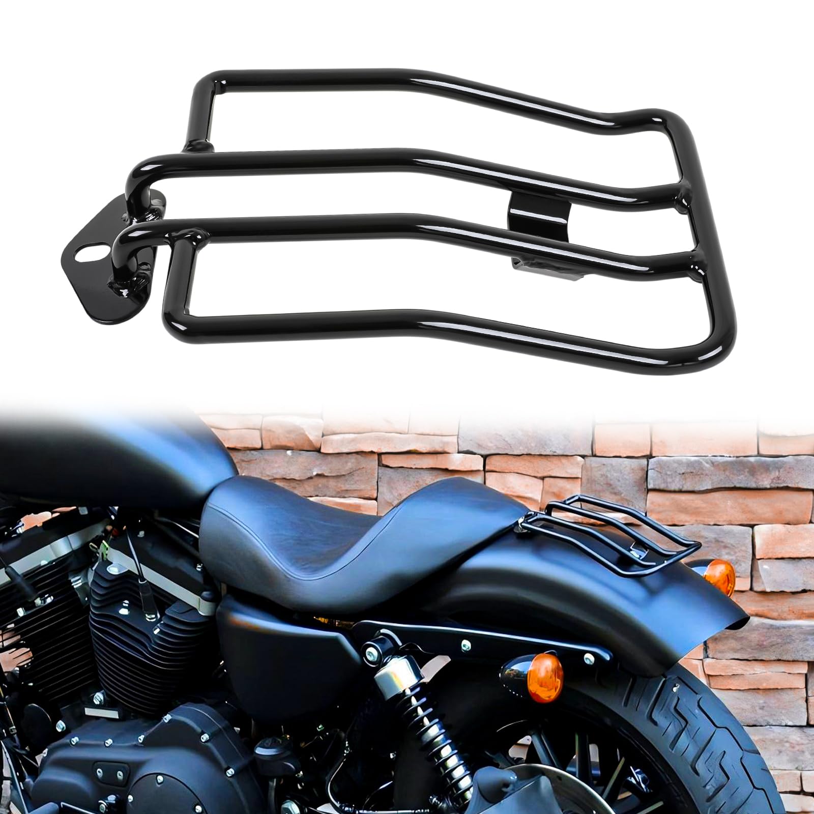 DREAMIZER Motorrad Hinterradgepäckträger, Motorrad Solositz Hinterradgepäckträger Kompatibel mit Harley Sportster XL 883 48 72 1200, 2004-2015, Schwarz
