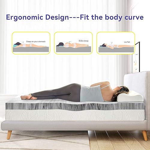 Miniatura 2 de EYOBE Cubrecolchón de espuma viscoelástica, colchón de espuma viscoelástica con infusión de gel individual XL de 2 pulgadas con diseño ventilado,