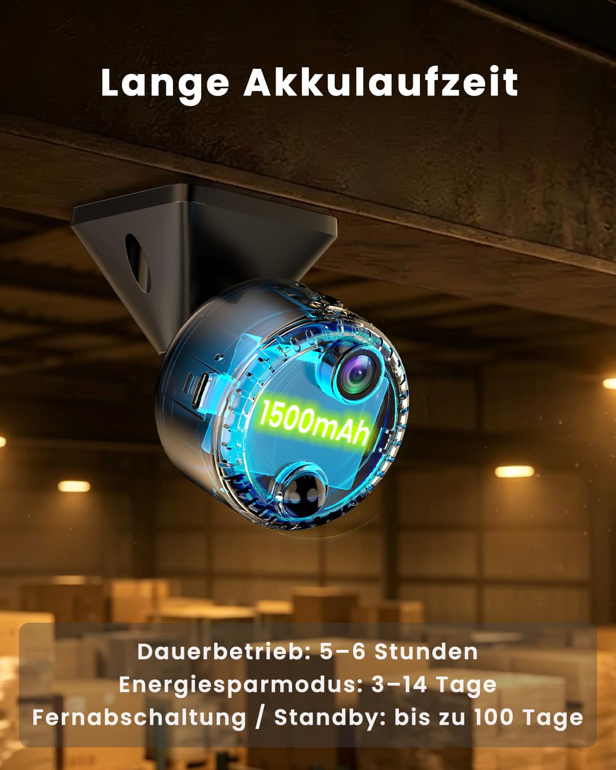 Mini Kamera 4K WLAN Überwachungskamera innen kabellos mit Akku, 2,4/5 GHz WiFi, Live-Übertragung aufs Handy, KI-Personenerkennung, Bewegungsmelder, Nachtsicht, SD & Cloud Speicher