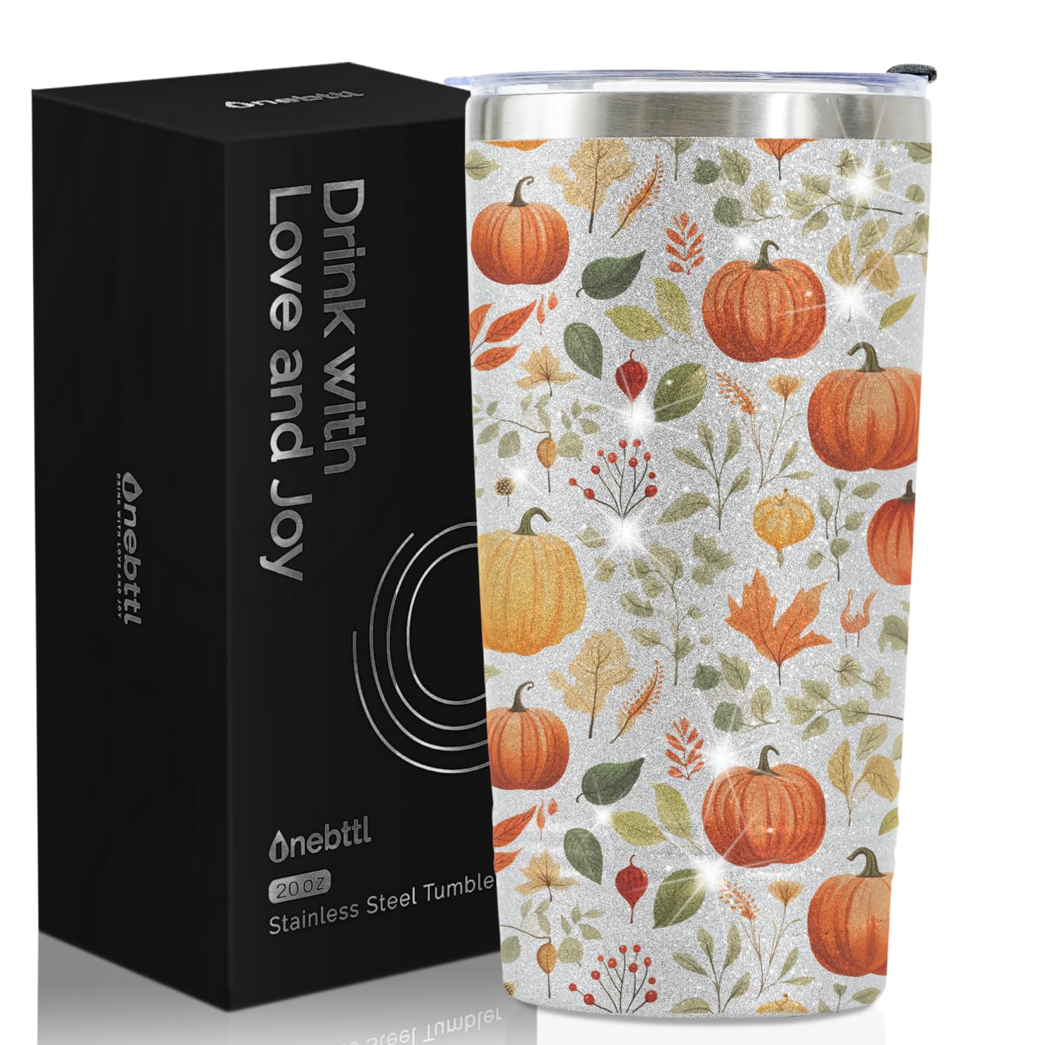 Pumpkin Gifts for Women, Men, Cool 20oz Stainless Steel Skinny Tumbler with Lid & Straw,…