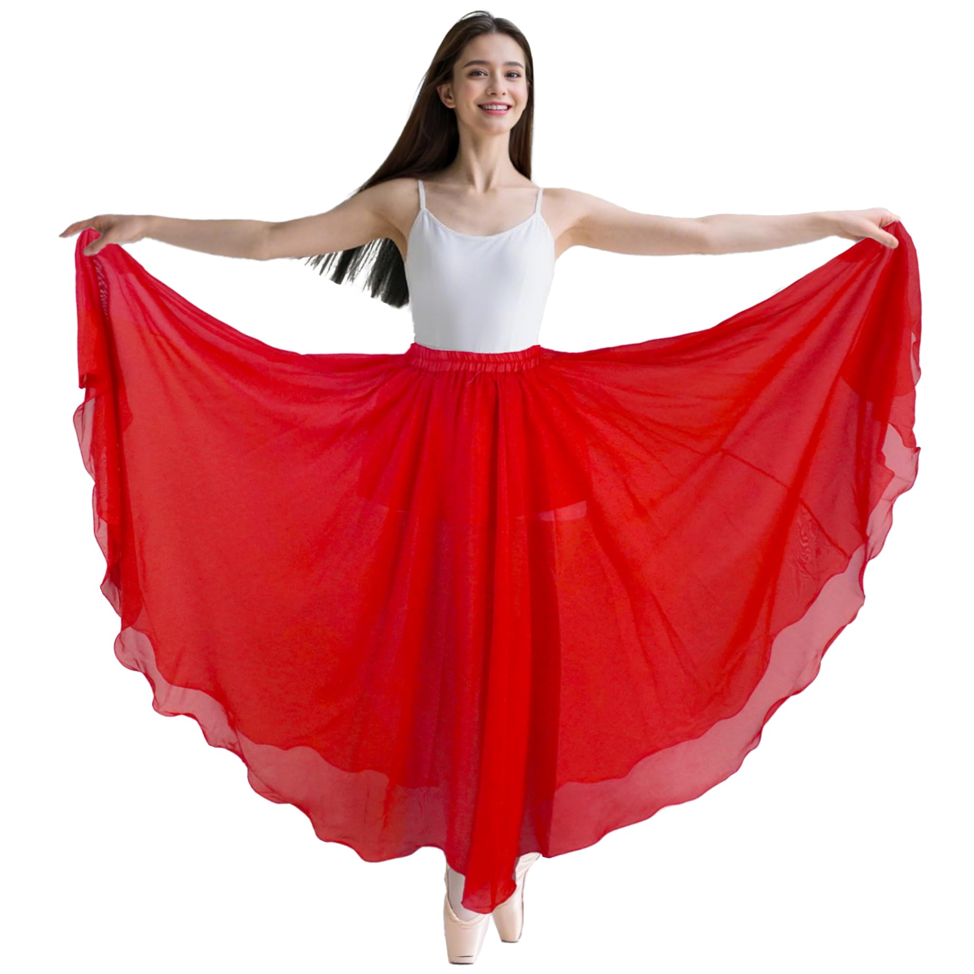 Jupe Danse Orientale en Chiffon pour Femme, Jupe Flamenco Danse du Ventre