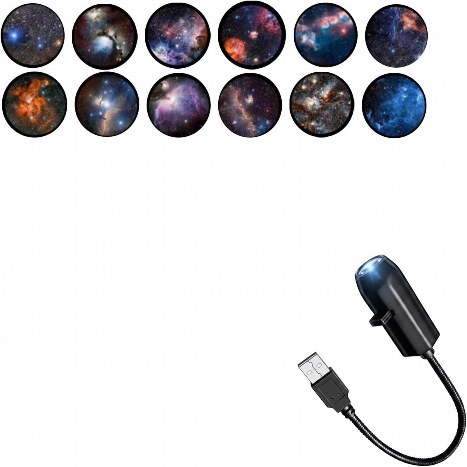 Galaxy Projector Light, Dreamy LED Projector Lamp, 360° Rotatable Star Night Light, USB Powered Holographic Projector, Novelty Ceiling Light for Party Bedroom Car Decor, Kids Gifts (D 12PC)