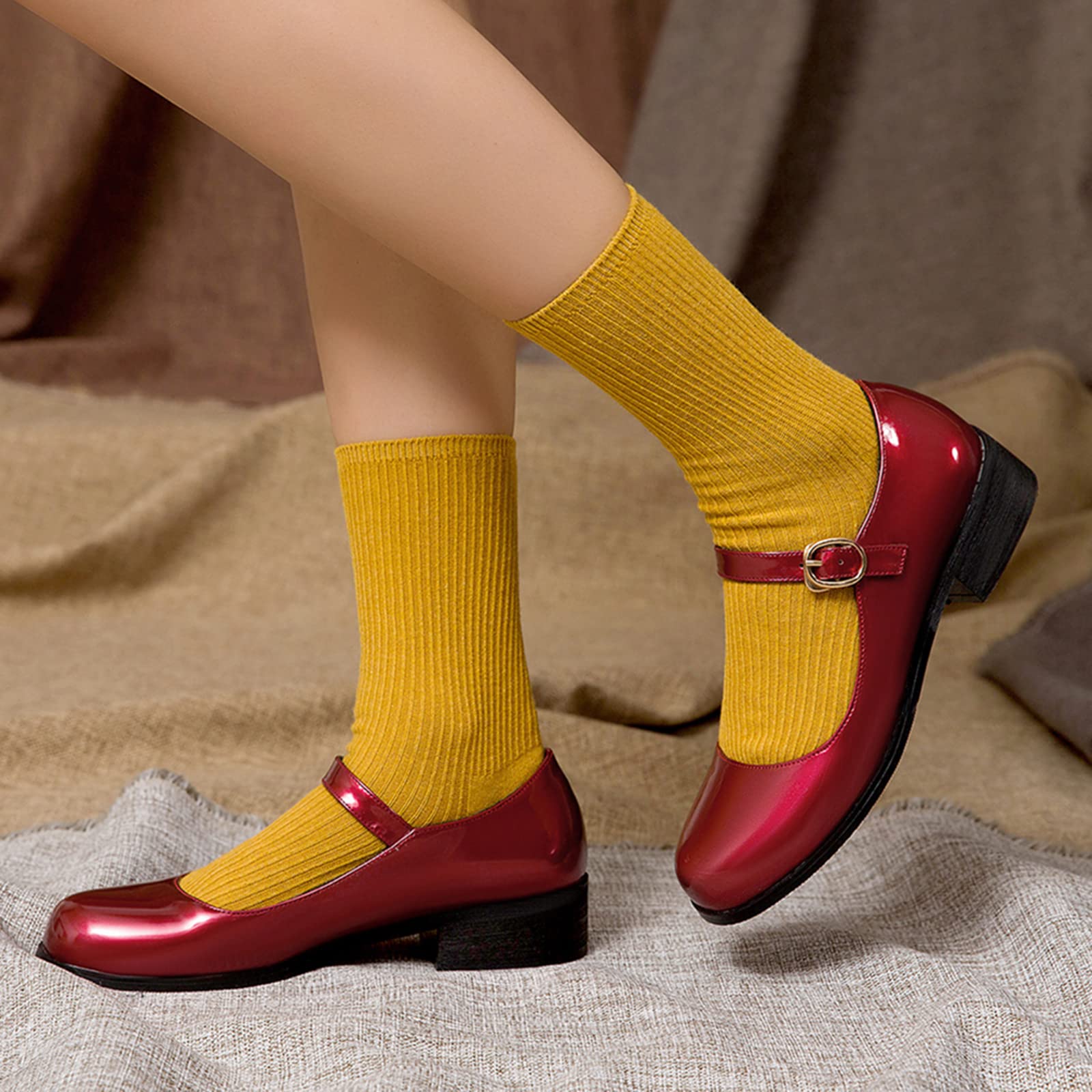 Bviennic Mujer Escuela Tacón Medio Charol Mary Jane Zapatos