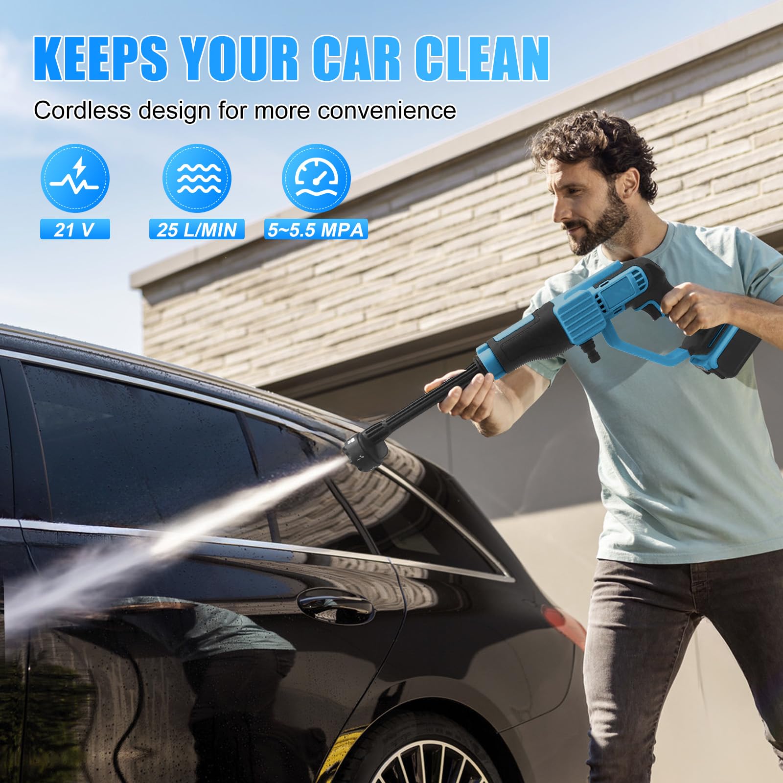 50Bar Elektrische Auto Wasmachine Pistool 500W Draadloze Hogedrukreiniger Schuim Multifunctionele Mondstuk Portable Car Wash Tuin spray kopen vanaf een prijs van 67