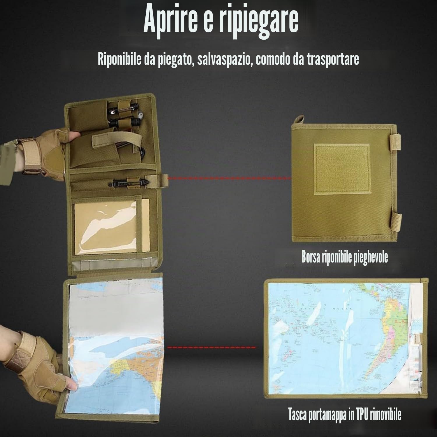 Peminkoo Borsa portaoggetti Tattica per mappe, Pieghevole, per Articoli Vari, Tasca portautensili, Accessori per Escursionismo, Campeggio e Caccia all'aperto