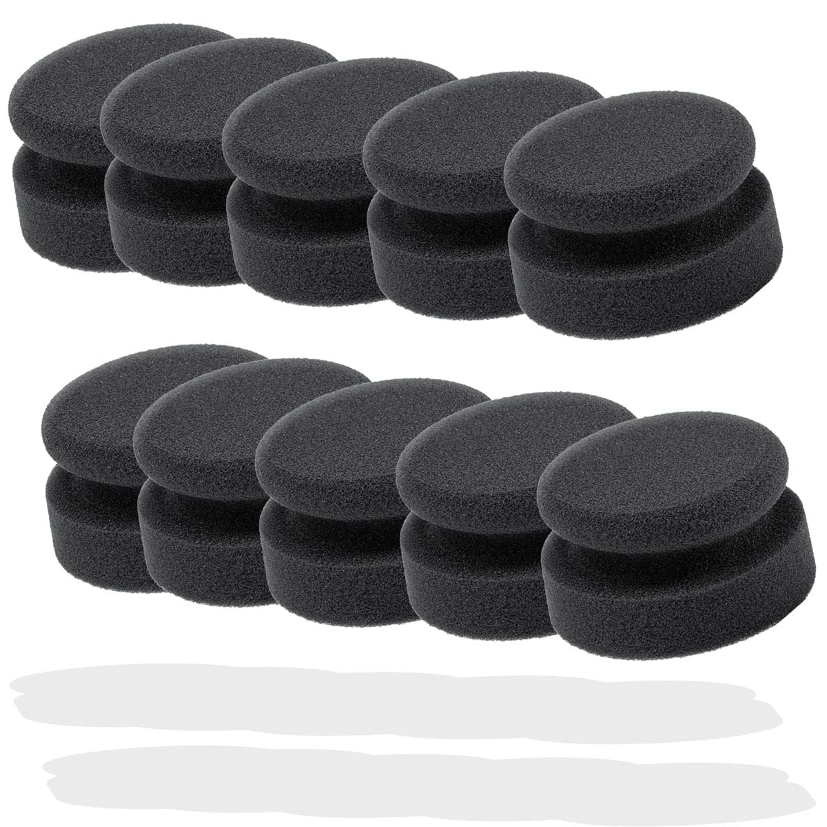 detailmate Autopflege - Made in Germany - 10er Pack Handpolierschwamm Soft, schwarz (feinzellig), Ø 90/50mm aus Premium Schaumstoff für Wachse/Applikator für Pflegeprodukte auf Kunststoff, Reifen