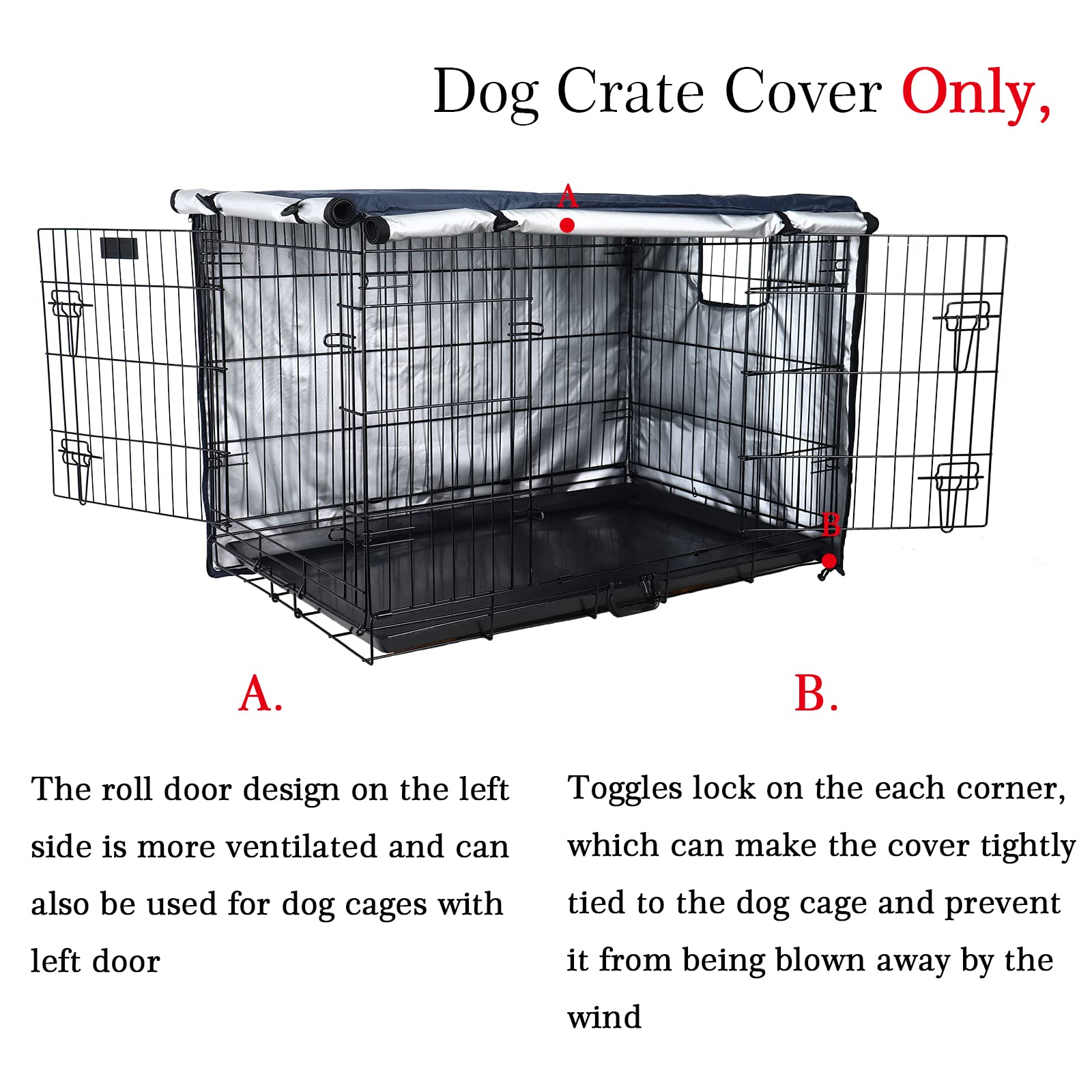 Hundekäfig Abdeckung für Drahtkäfige 94x61x63.5cm Hundebox Abdeckung Winddicht Langlebig Schwarz für Hundehütten Hundekäfig Zubehör Innen Draussen Zuhause