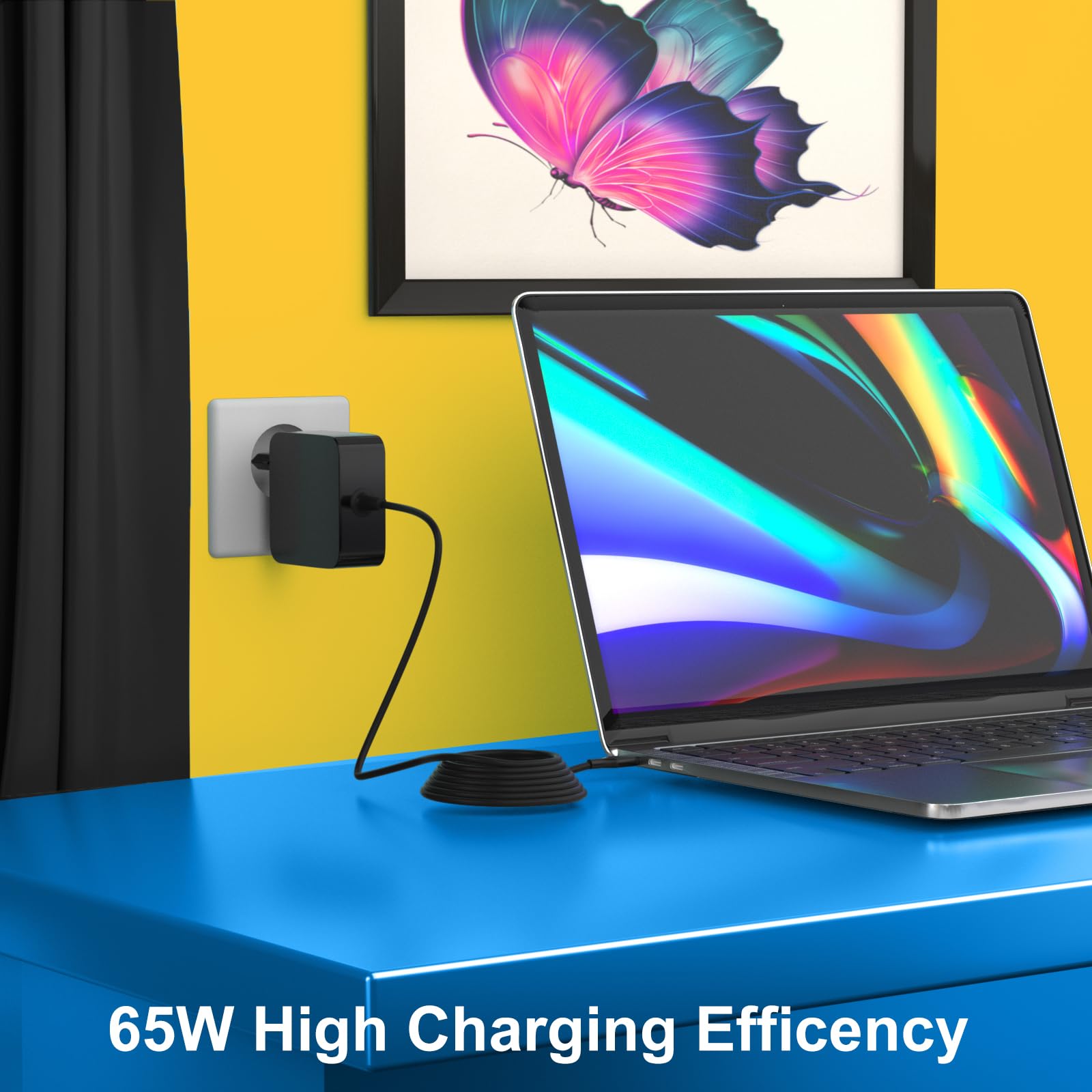 Chargeur USB C 65 W pour Ordinateur Portable Compatible avec ASUS Zenbook S16 15 14 S14 A14 13 S13 Chromebook Vivobook Expertbook C302C C213 C214 C436 C523 UX390UA UX490 UX325 UX393 UX371 Adaptateur