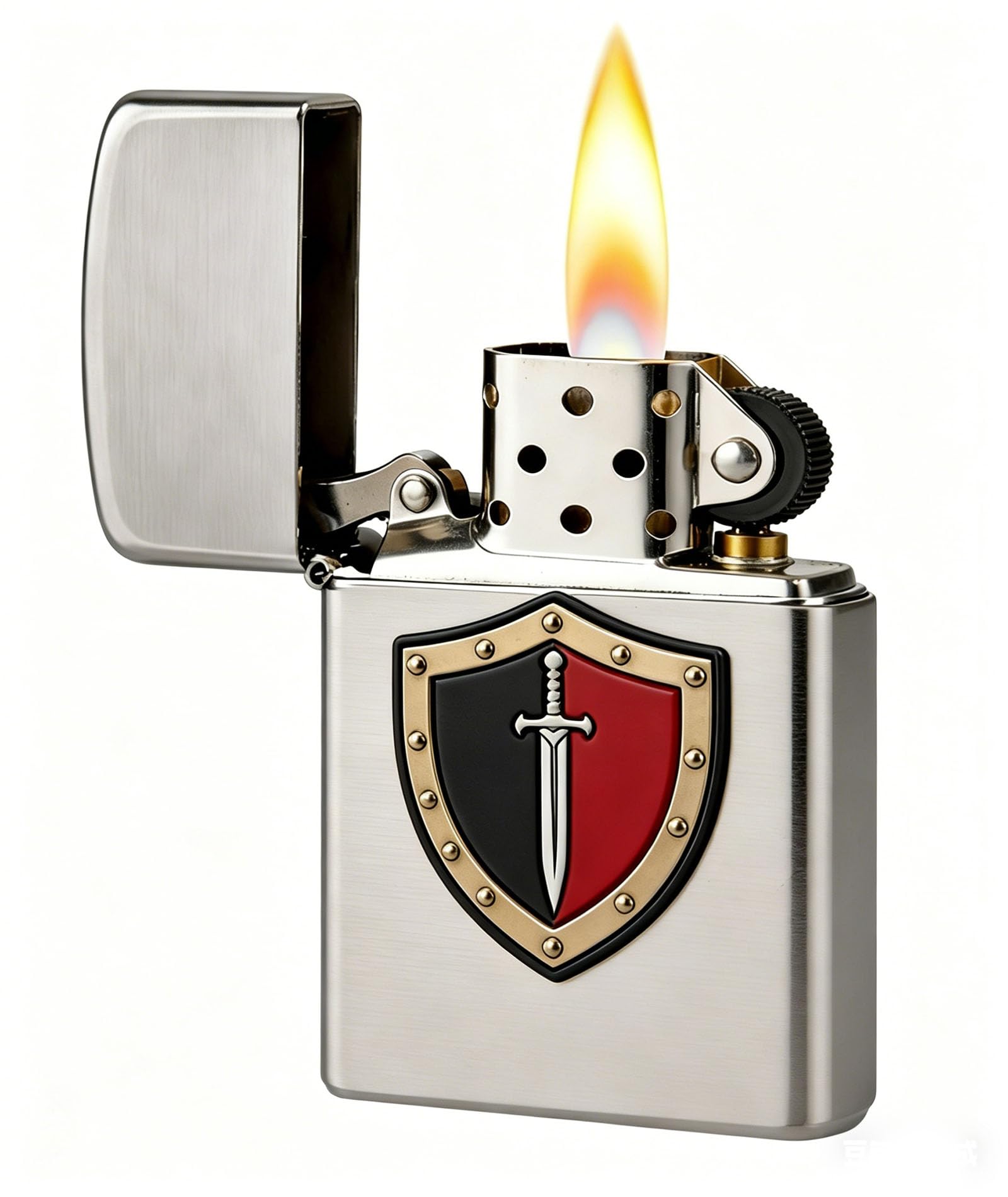 Flint Wheel Refillable Metal Lighter Classic Trench Kerosene Lighters for Men Dad Husband Oil not Included (B)