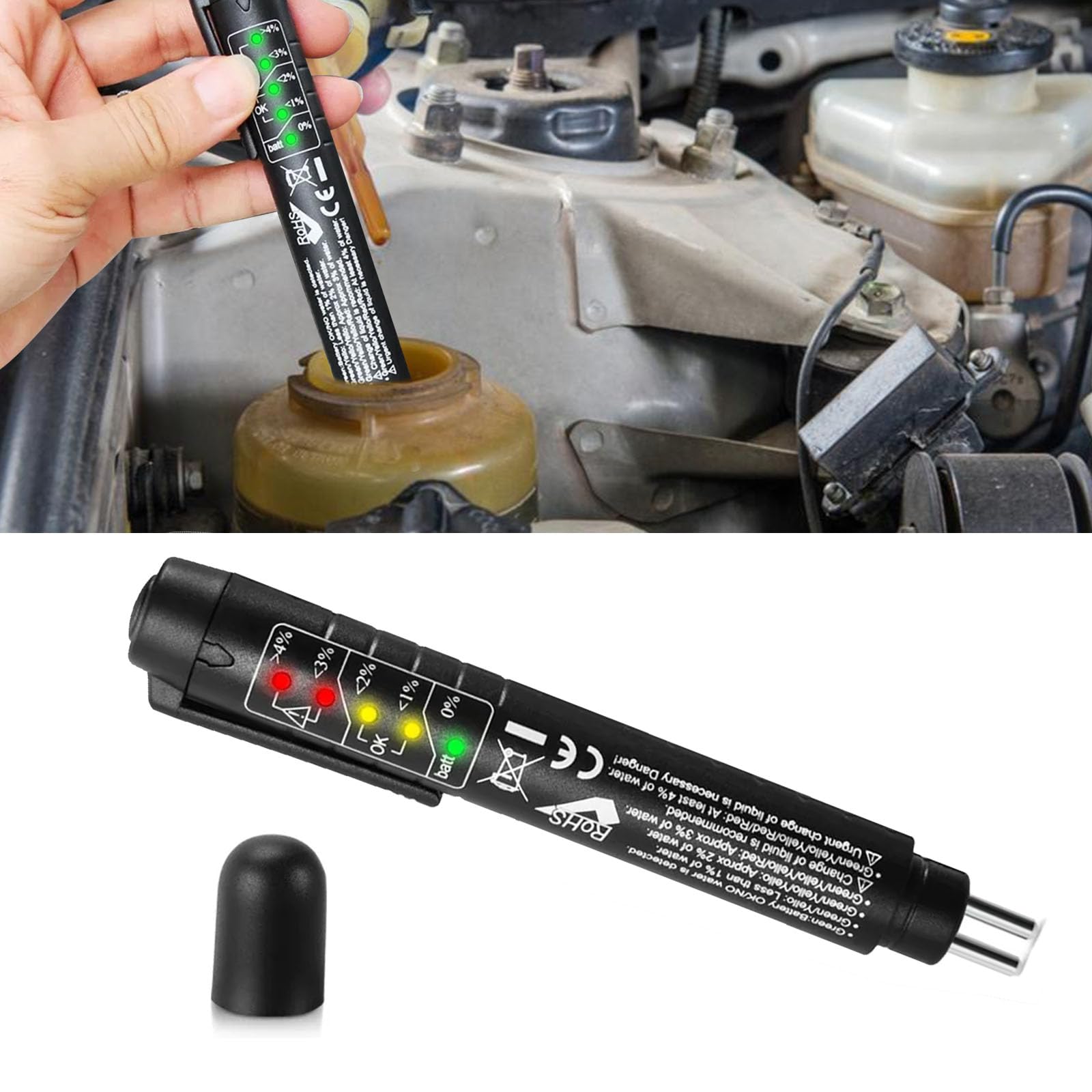 Caneta testadora de líquido de fluido de freio com 5 indicadores LED, DOT 3 DOT 4 DOT 5.1