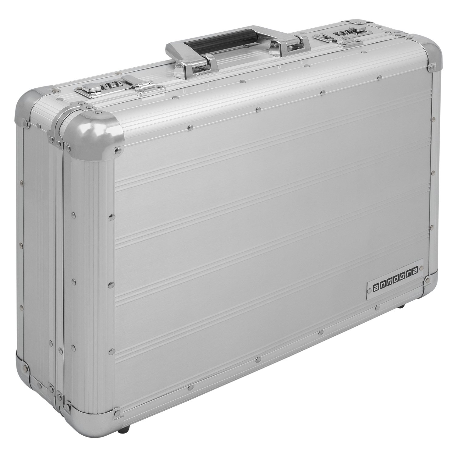 anndora Aktenkoffer Aluminium Attaché Koffer Silber - Zahlenschloss abschließbar