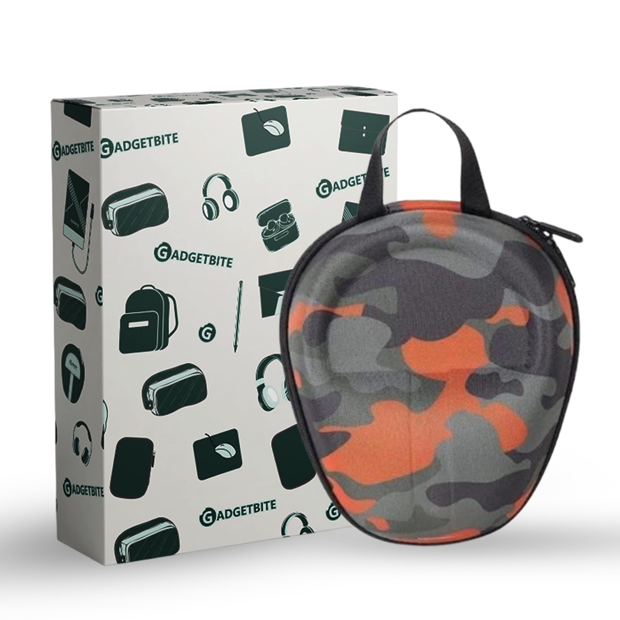 GadgetBite Headphone Carrying EVA Case Earpads Storage Bag Headphone Pouch Portable Anti-Pressure Compatible with Boat 550/Sony WH C510/Flix X1/Sony CH710n/Hyperx Cloud Cases (Army Orange)