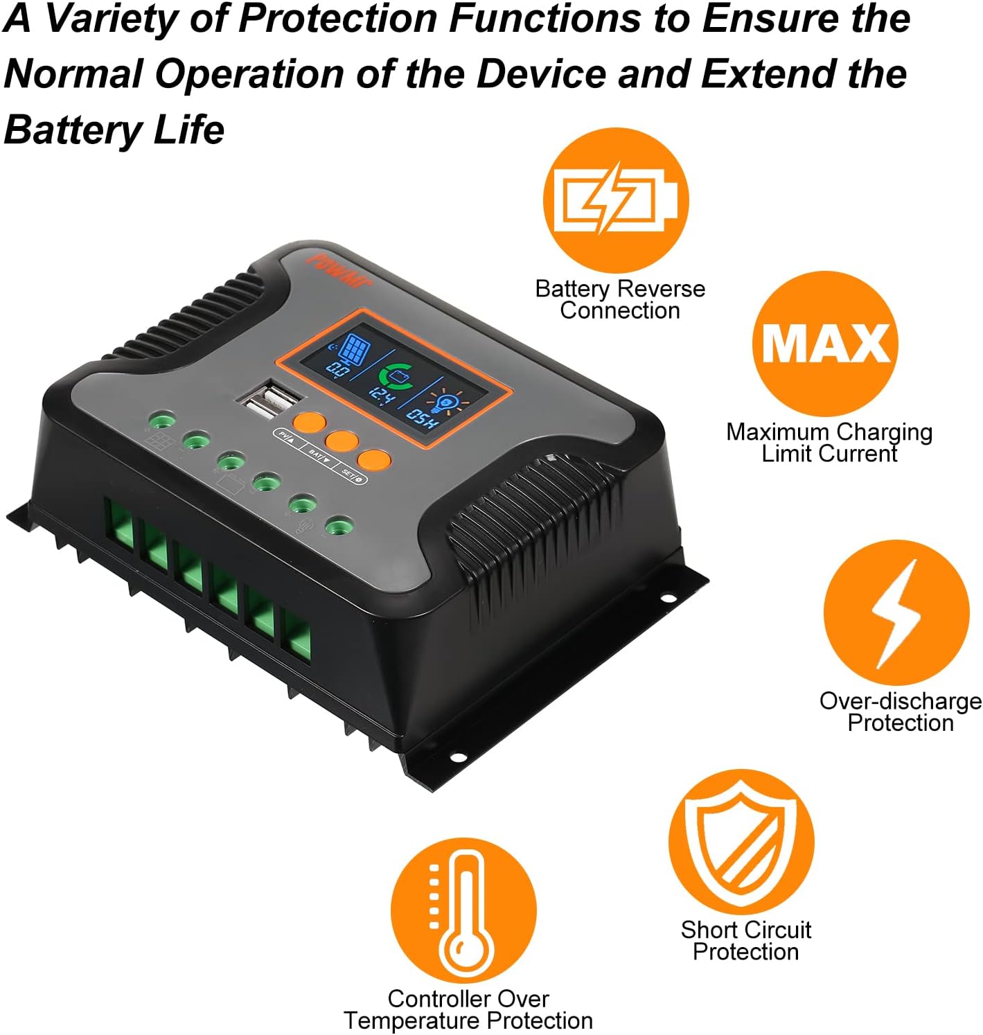 コントローラー、80A ソーラーパワーコントローラー PWM バッテリー充電コントローラー 【真空断熱】 12V-48V リチウムバ