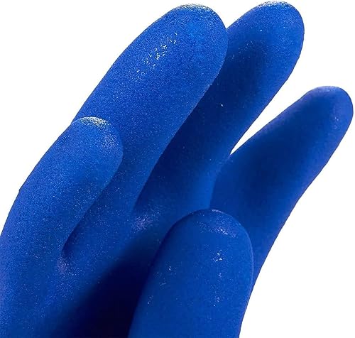 Miniatura 9 de 2 pares de guantes de goma para limpieza del hogar para lavar platos en la cocina, forrados de algodón (azul)
