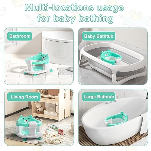 Miniatura 7 de Asiento de baño para bebés de 6 meses en adelante, asientos de baño antideslizantes para bebés sentados, silla de bañera segura para bebés y recién