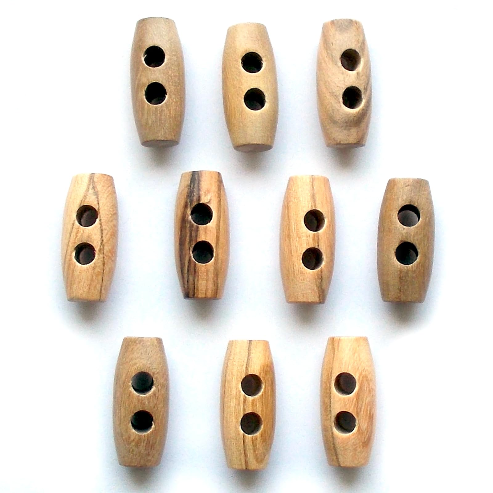 Wooden Toggle 2 Hole Buttons - Pack of 10 (40mm x 13mm)