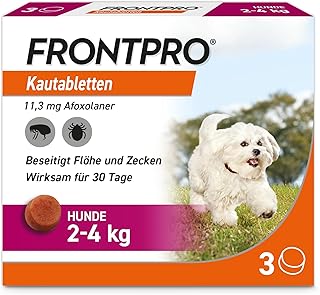 FRONTPRO Dog S Chewable Tablet Against Ticks & Fleas (Small Dogs 2 to 4 kg) - 3 x Chewable Tablets for 3 Months Protection product image