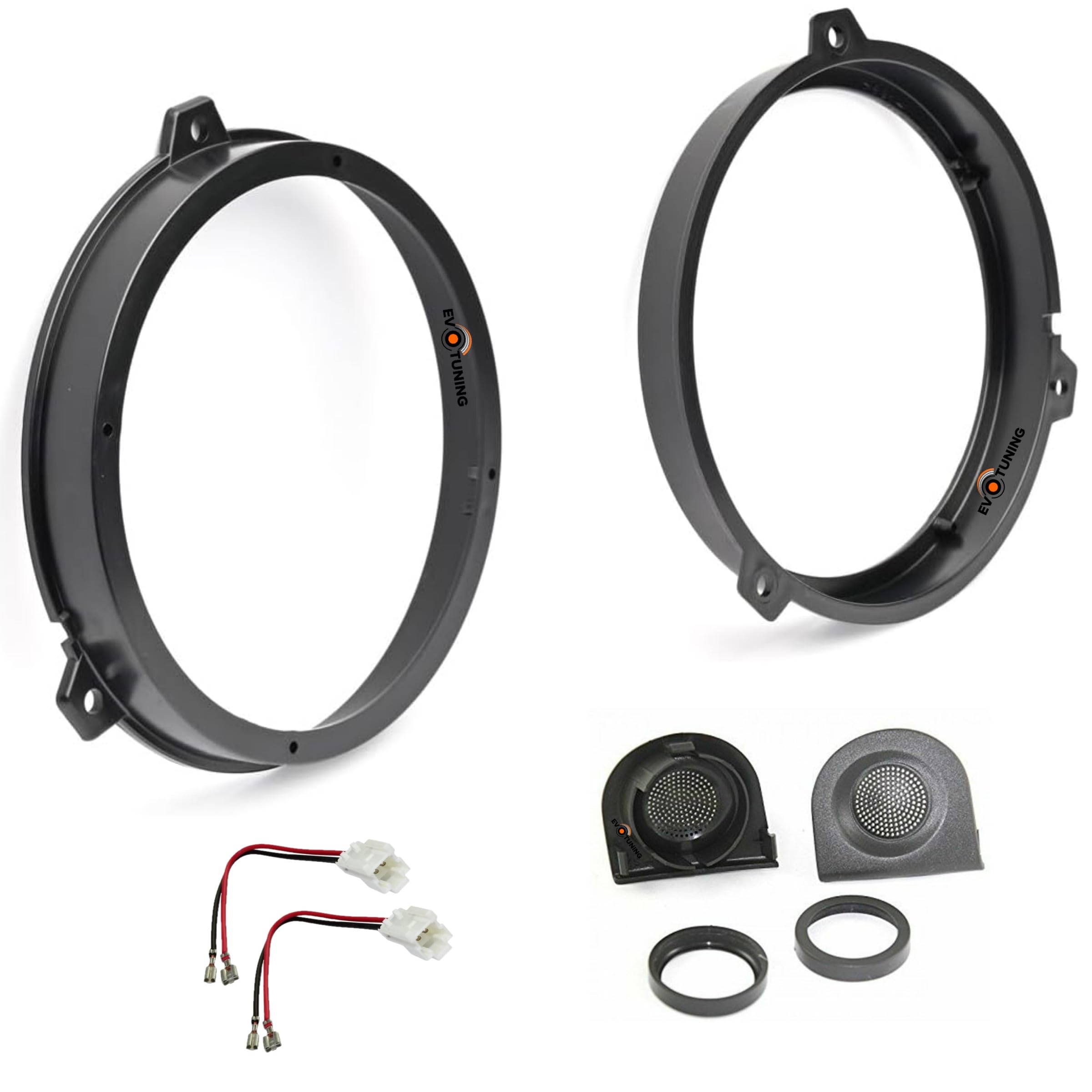 Kit Casse Altoparlanti Posteriori per Fiat Panda 2° Serie 169 dal 2003 al 2011 200W compatibile con Renegade RX6.2C Set 2 woofer 2 Tweeter Anelli Griglie Cavi Adattatori (NO plug and play)