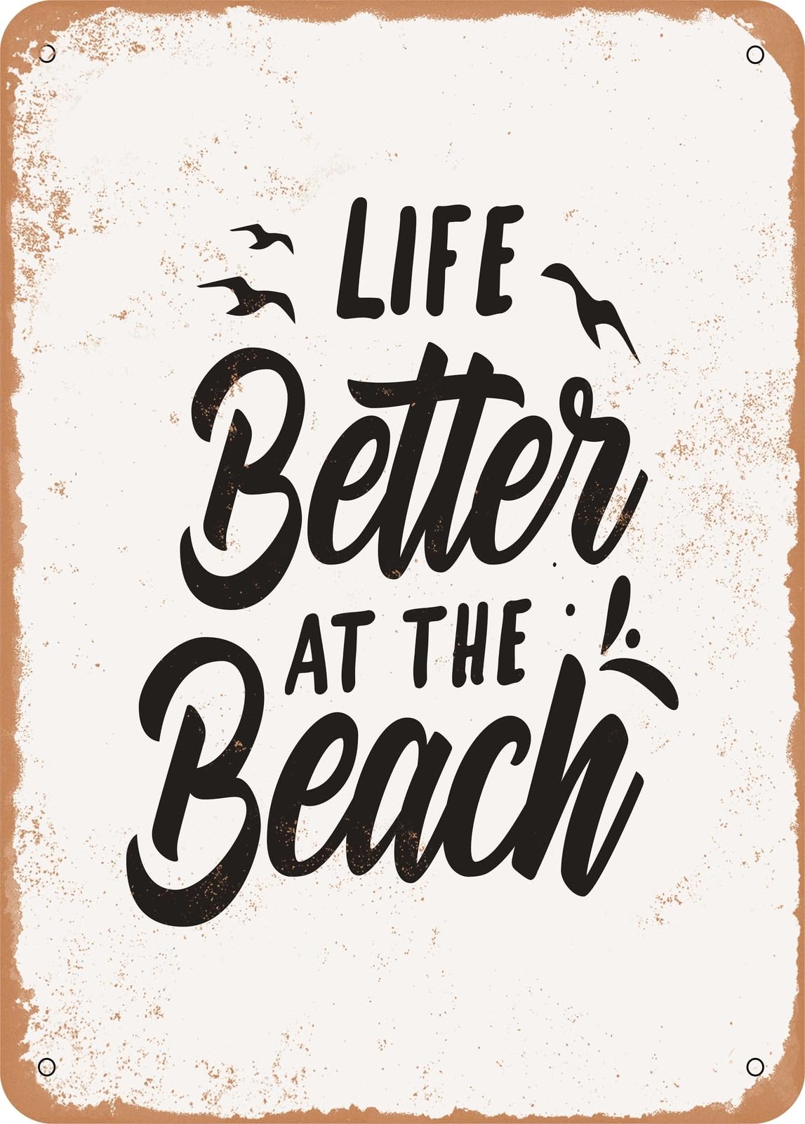 Miaomansenstore Metal Sign - Life Better At The Beach - Vintage Rusty Look Home Decor