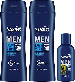 Body Wash, Shampoo & Conditioner 3-in-1, Citrus Rush for Men, Travel Size + Shampoo and Conditioner 2-in-1, Ocean Charge for Men, Full Size, Twin Pack (3 Piece Set)