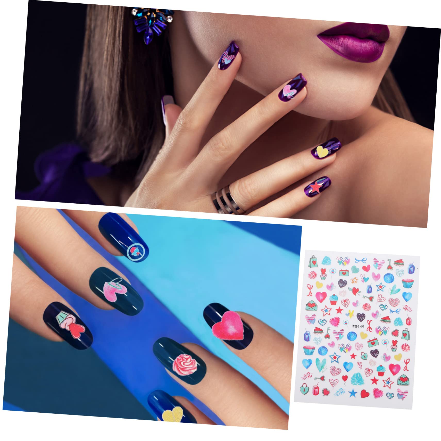 ABOOFAN Juego De 3 Calcomanías Para Uñas Con Forma De Corazón Para Labios Y Labios De San Valentín Para Uso Doméstico Y De Salón 12 Hojas X 3