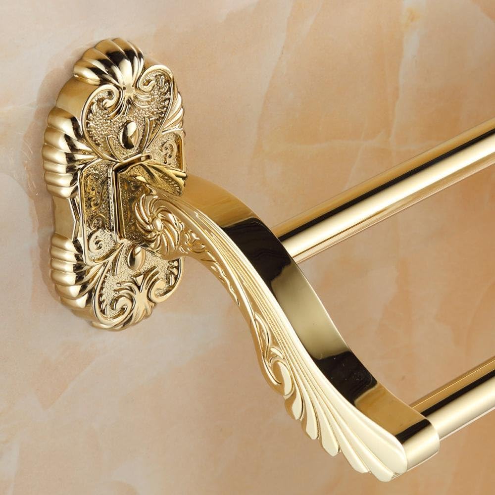HJKLL-European-style painted double Towel rack, copper and titanium-plated double Towel rack, bathroom rack , a2 gold