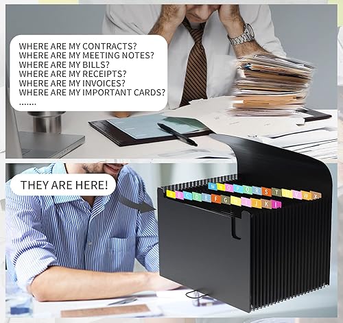 Miniatura 7 de Carpeta de archivos expansible de 24 bolsillos, organizador de archivos de acordeón, organizador de documentos, tamaño carta, caja de archivos