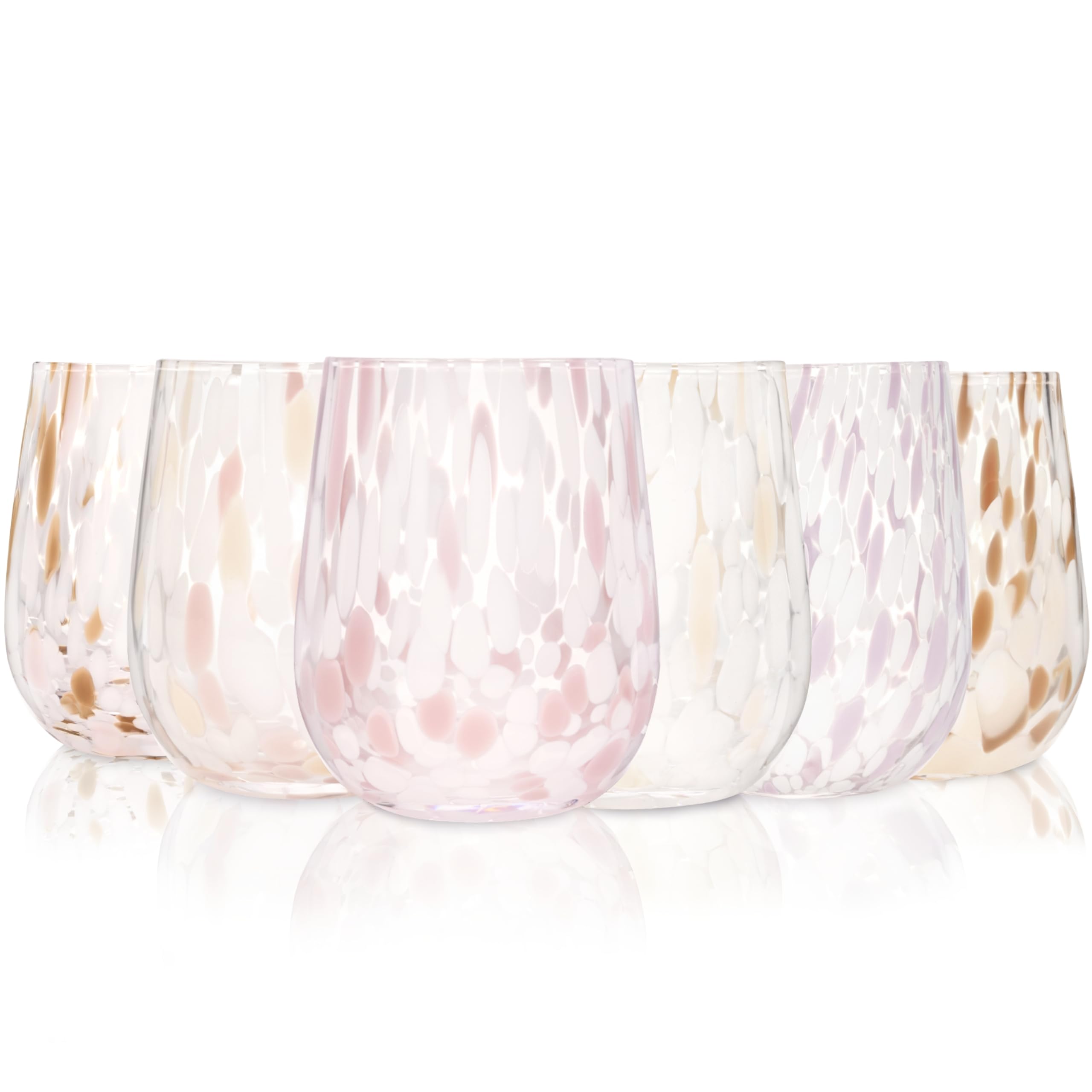 Sänger Trinkgläser Set Curacao 6-teiliges Gläser Set für 6 Personen aus Glas, Wasserglas, Mehrfarbig, einzigartiges Design, Alltag, Familienessen, Büro, Outdoor Saftgläser Set | 320 ml