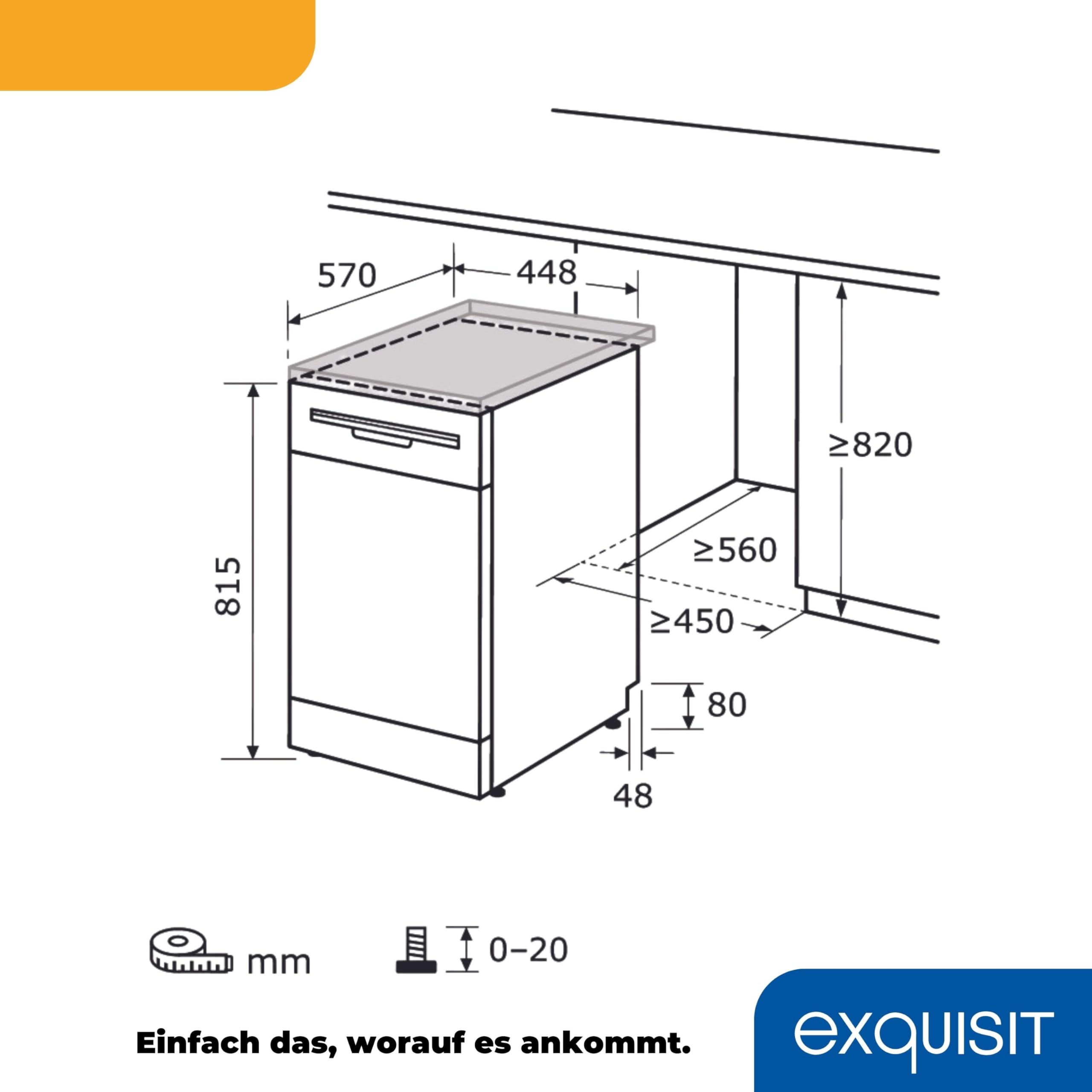 Exquisit GSP9109-030E Geschirrspüler 45 cm Silber Freistehend unterbaufähig 9 Maßgedecke 49 dB leise
