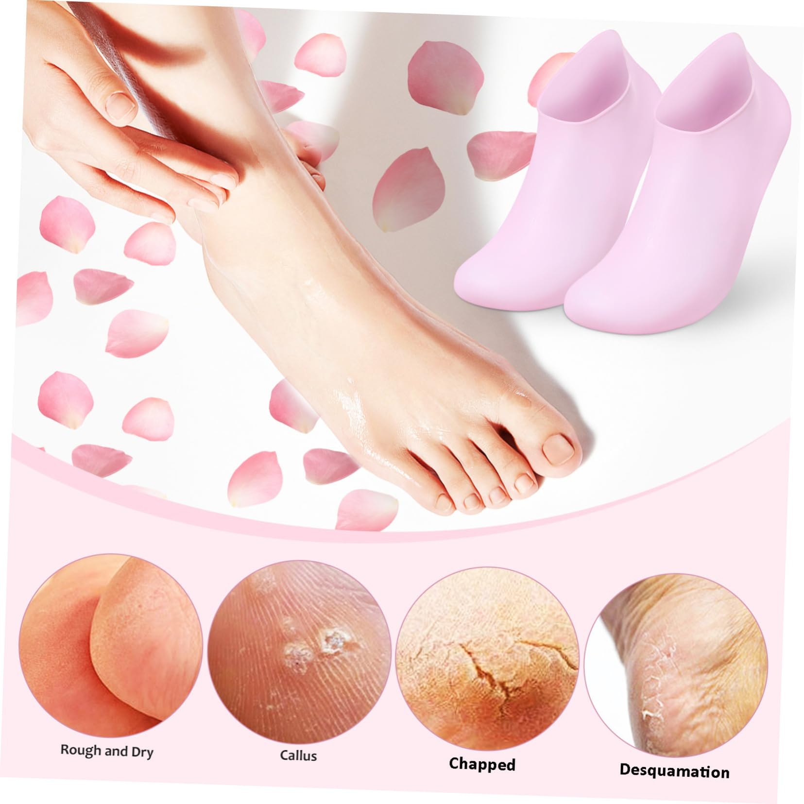 2 Calcetines de Silicona Hidratantes para Pies Secos y Agrietados Xl Reutilizables y Antideslizantes Cuidado para Spa y Salón