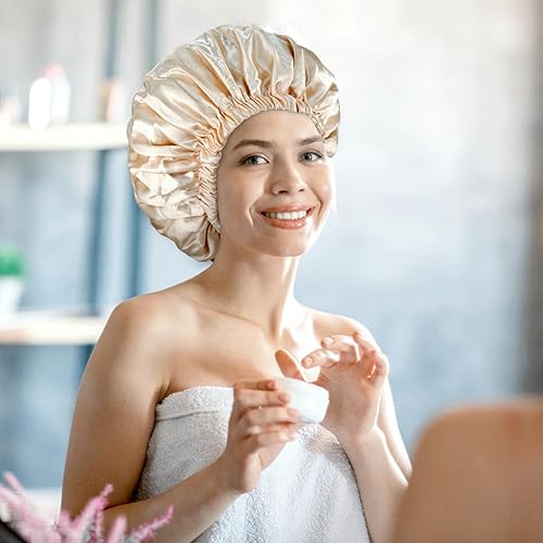 Miniatura 7 de Capó de satén de seda capó capó para dormir capó de satén para cabello natural capo para mujeres capó de seda para cabello natural (champán)